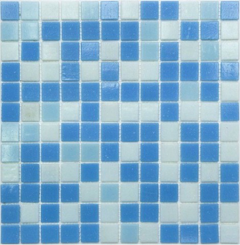 Купить NS Mosaic Econom Mix20 Стекло Бело-Сине-Голубой (Сетка) (23*23*4) 32,2x32,2 