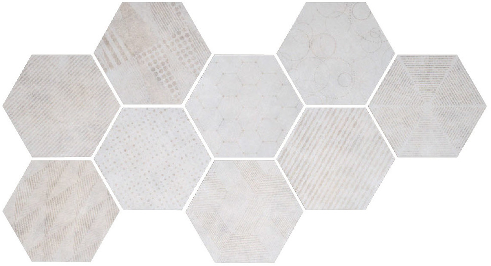 Купить Cir Docklands Hexagon Freeport White (9 Soggetti Mix) 24х27,7 