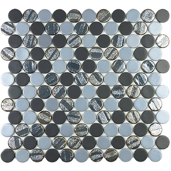 Купить Vidrepur Antislip Circle Aqua Black Mix (на сетке) 30,6x31,4 