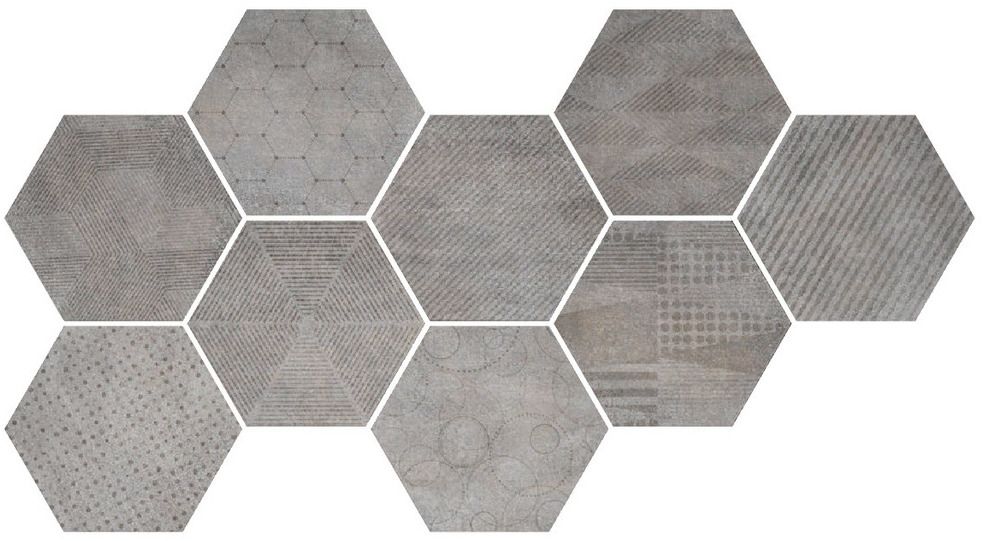 Купить Cir Docklands Hexagon Freeport Grey (9 Soggetti Mix) 24 х 27,7 