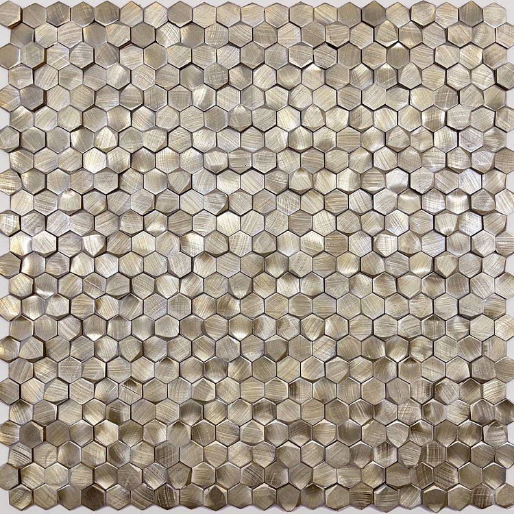 Купить Caramelle Mosaic Alchimia Aluminium 3D Hexagon Gold 0,8x1,4 6mm  29.7×30.6 