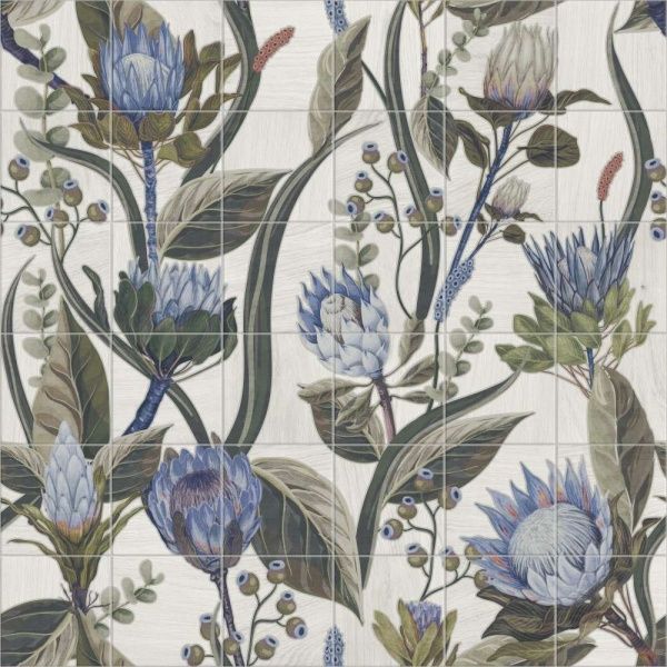 Купить Mainzu Murales Mural Blue Leaves (комп/36шт) 20x20 