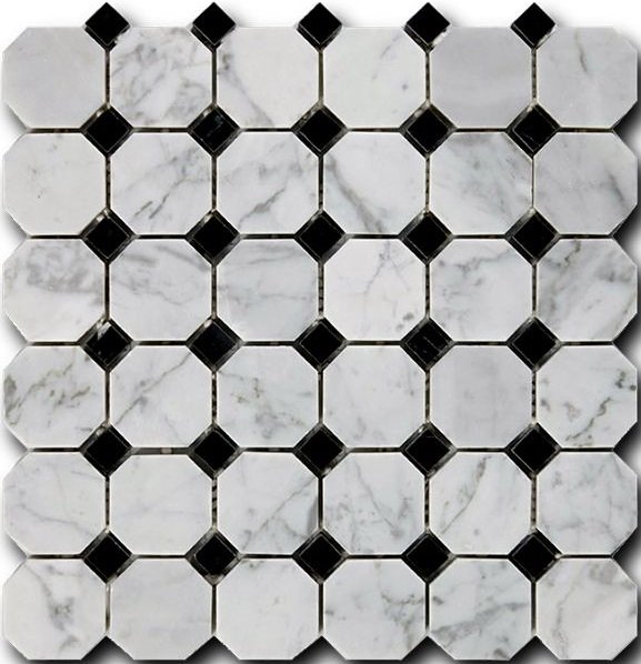 Купить Art Natura Octagon Pattern Bianco Carrara + Nero Marquina Mixed  30.5×30.5 