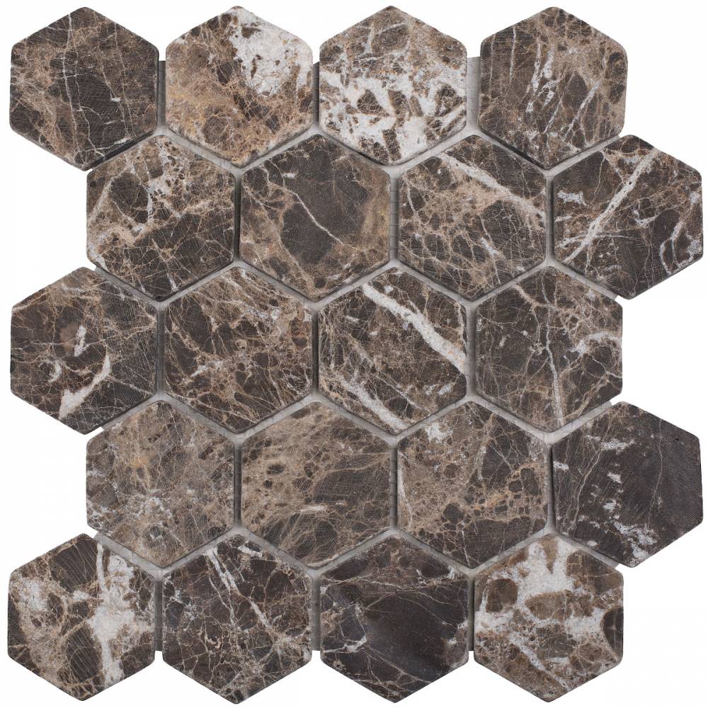 Купить Starmosaic Wild Stone Hexagon Dark Emperador Tumbled JMST6308TM 28,2х26,0 