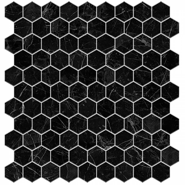 Купить Vidrepur Hex Supreme Marquina (на сетке) 31,7х30,7 