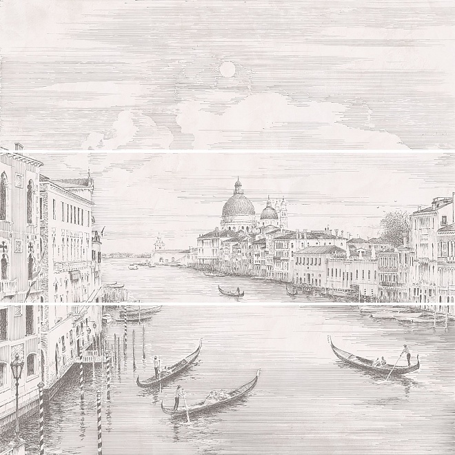 Купить Панно Город На Воде Venice 3 части 25х75 (размер каждой части) Обрезной 75х75 