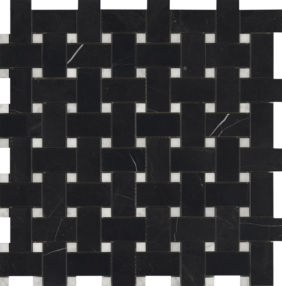Купить L'antic Colonial Stone Mos Victorian Trenzado Negro Marquina Carrara 30х30 